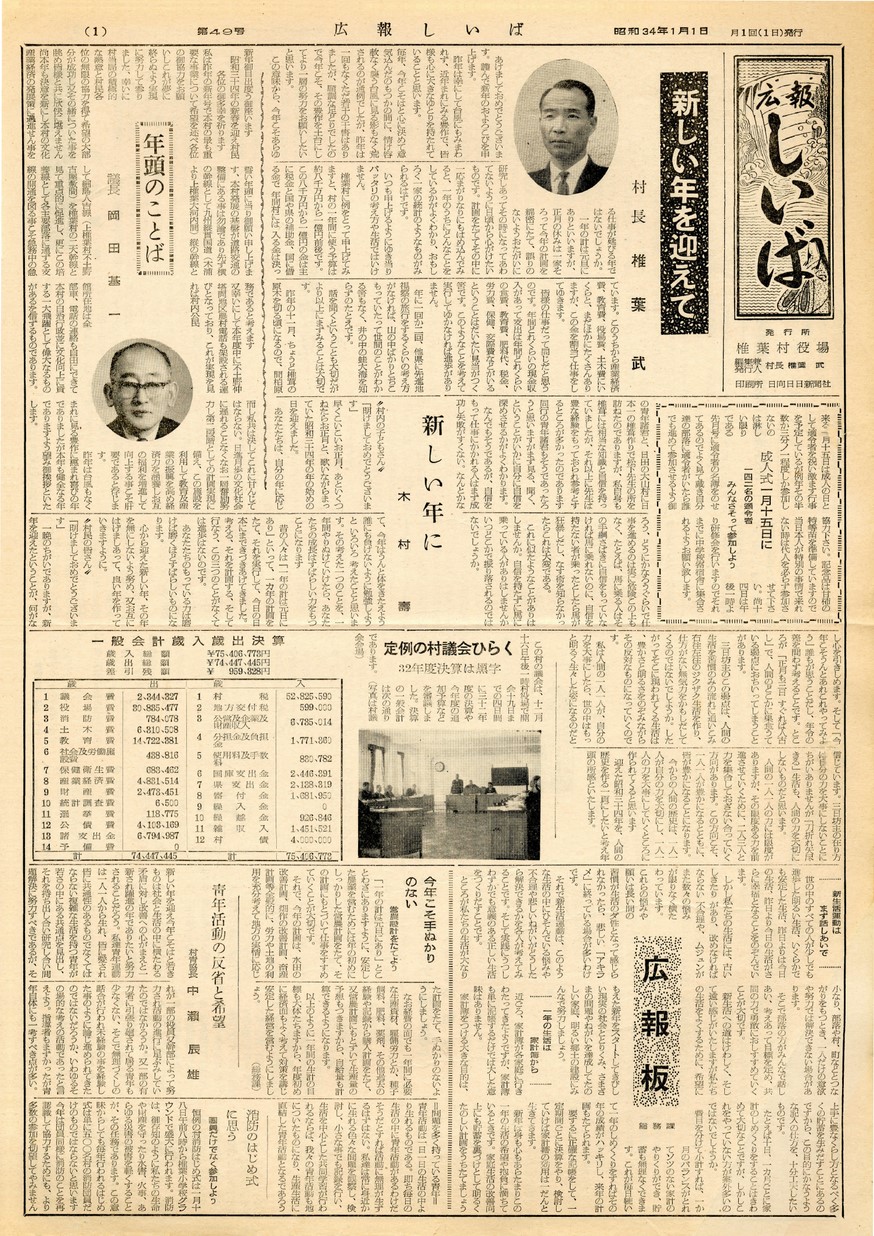 広報 しいば　第49号　1959年1月発行の表紙画像