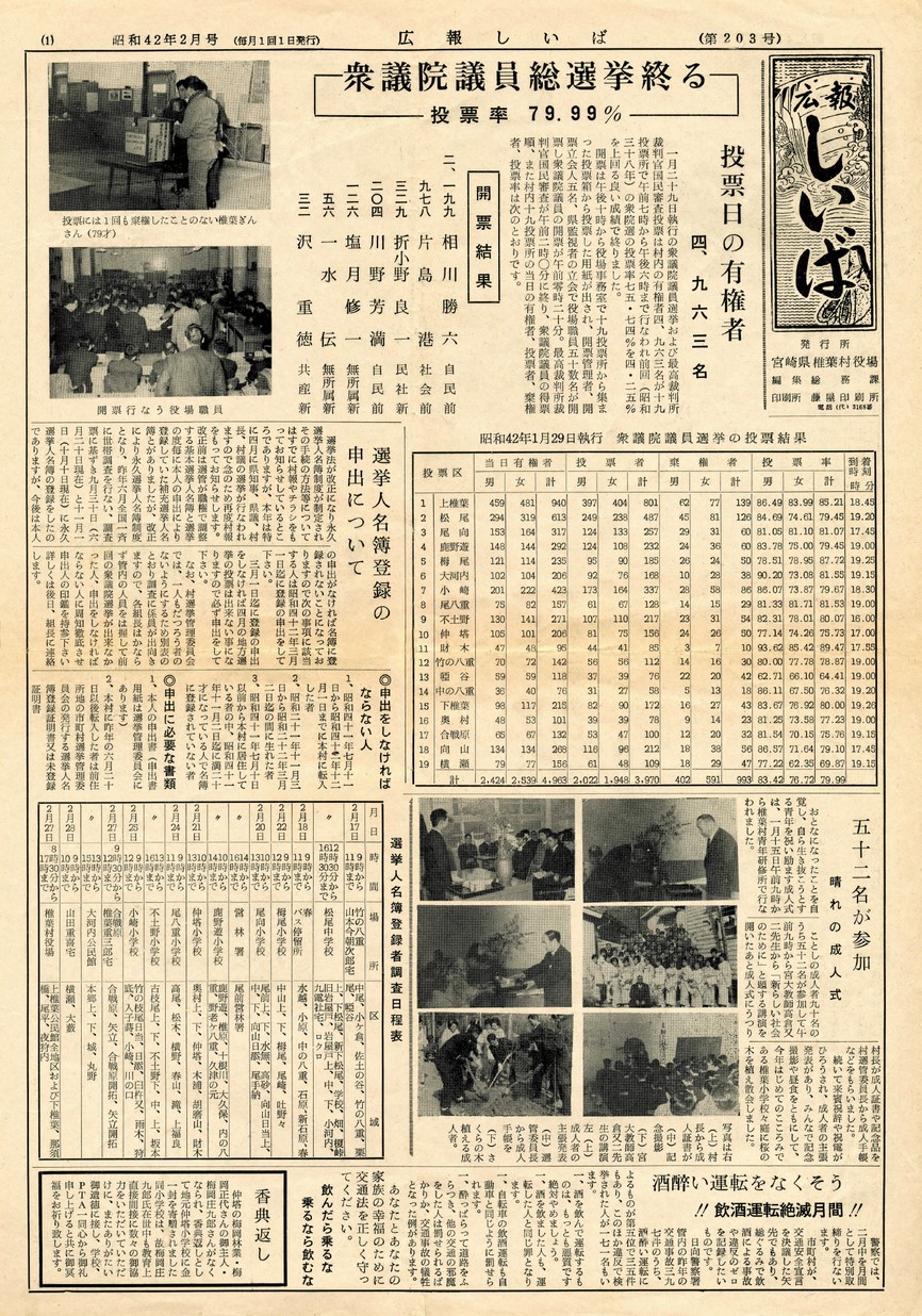 広報 しいば　第203号　1967年2月発行の表紙画像